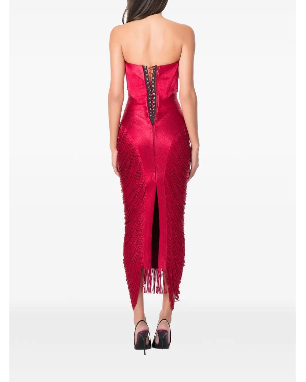 NORINA ST Red Robe Mi-Longue Aura À Franges
