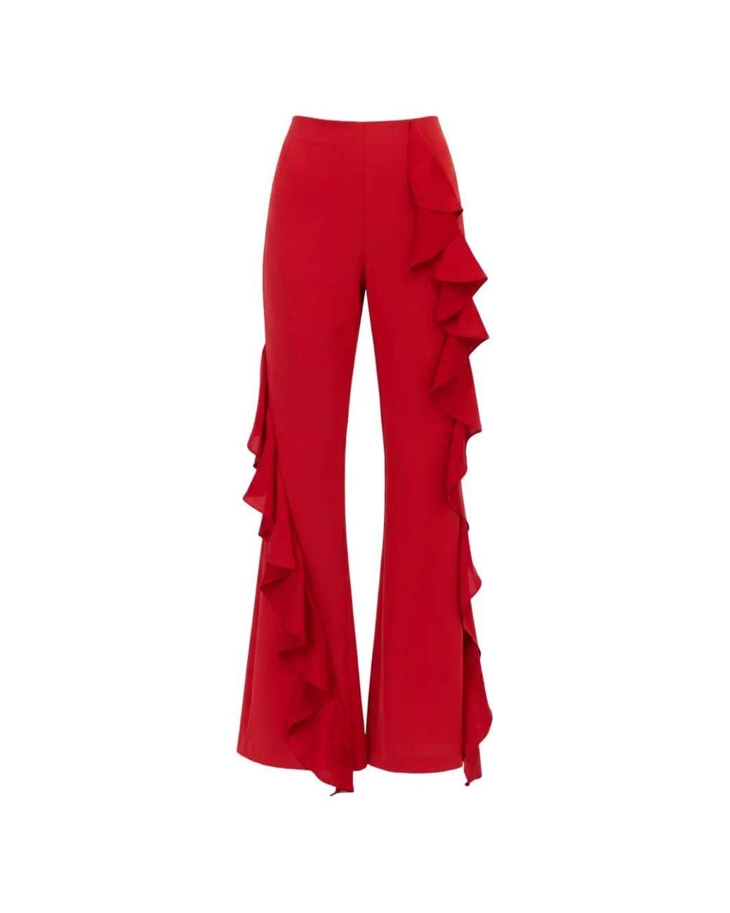 Cinq À Sept Red Selah Ruffled Trousers