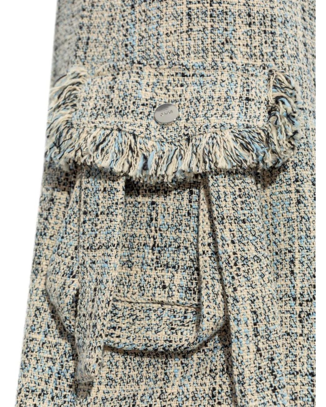 Ganni Gray Tweed Midi Skirt