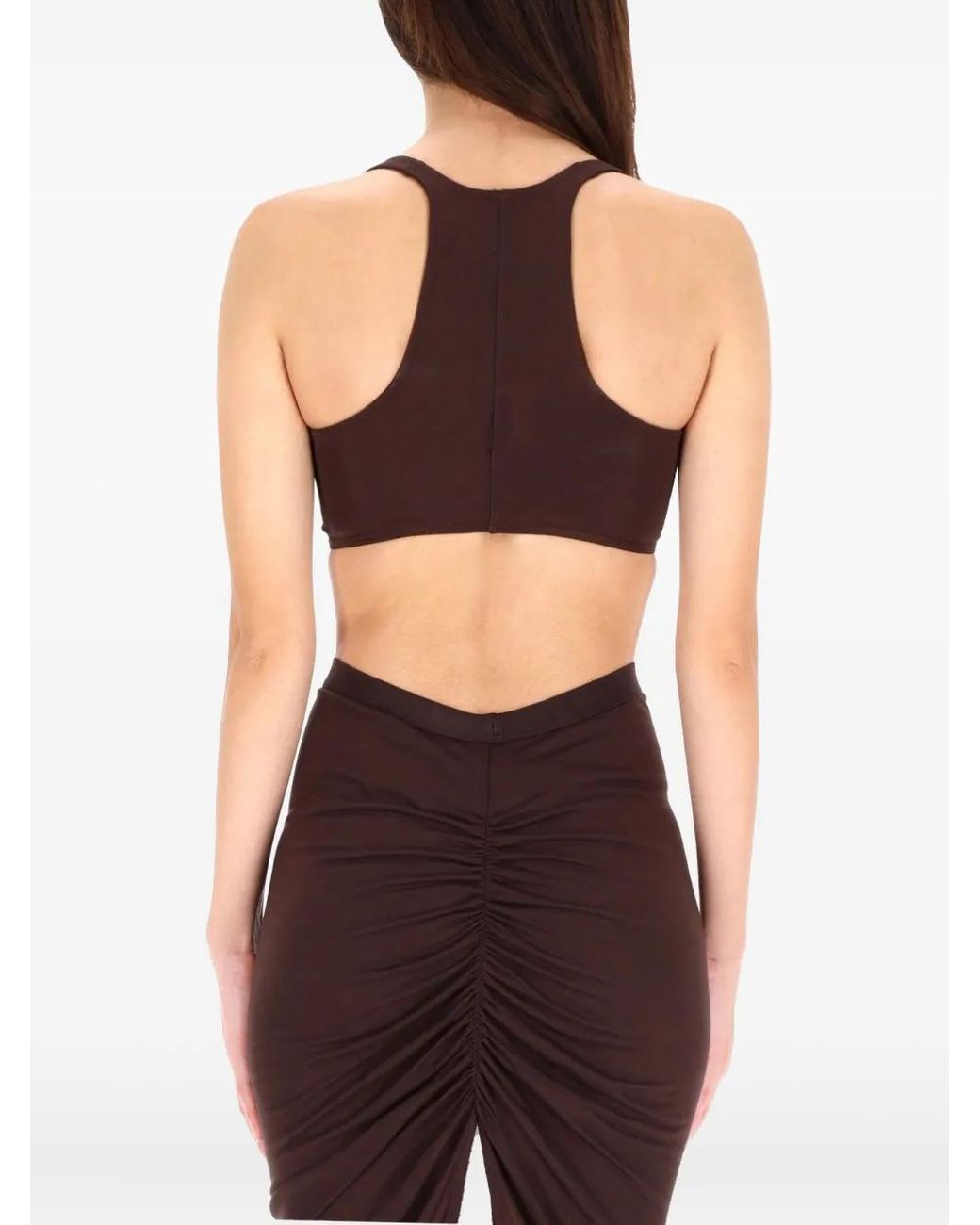 Rick Owens Brown Square-Neck Top