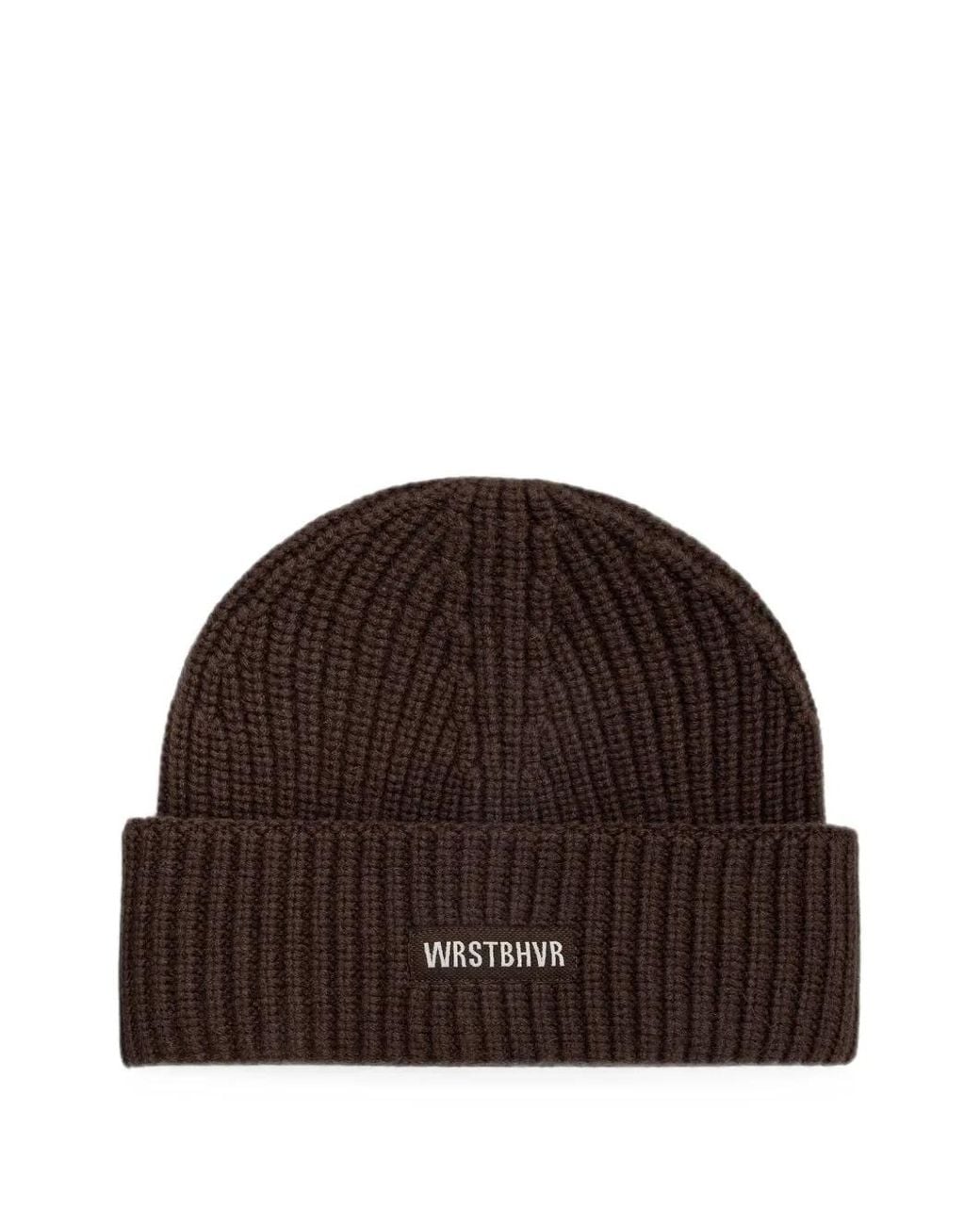 WRSTBHVR Brown Bonnet Côtelé À Patch Logo