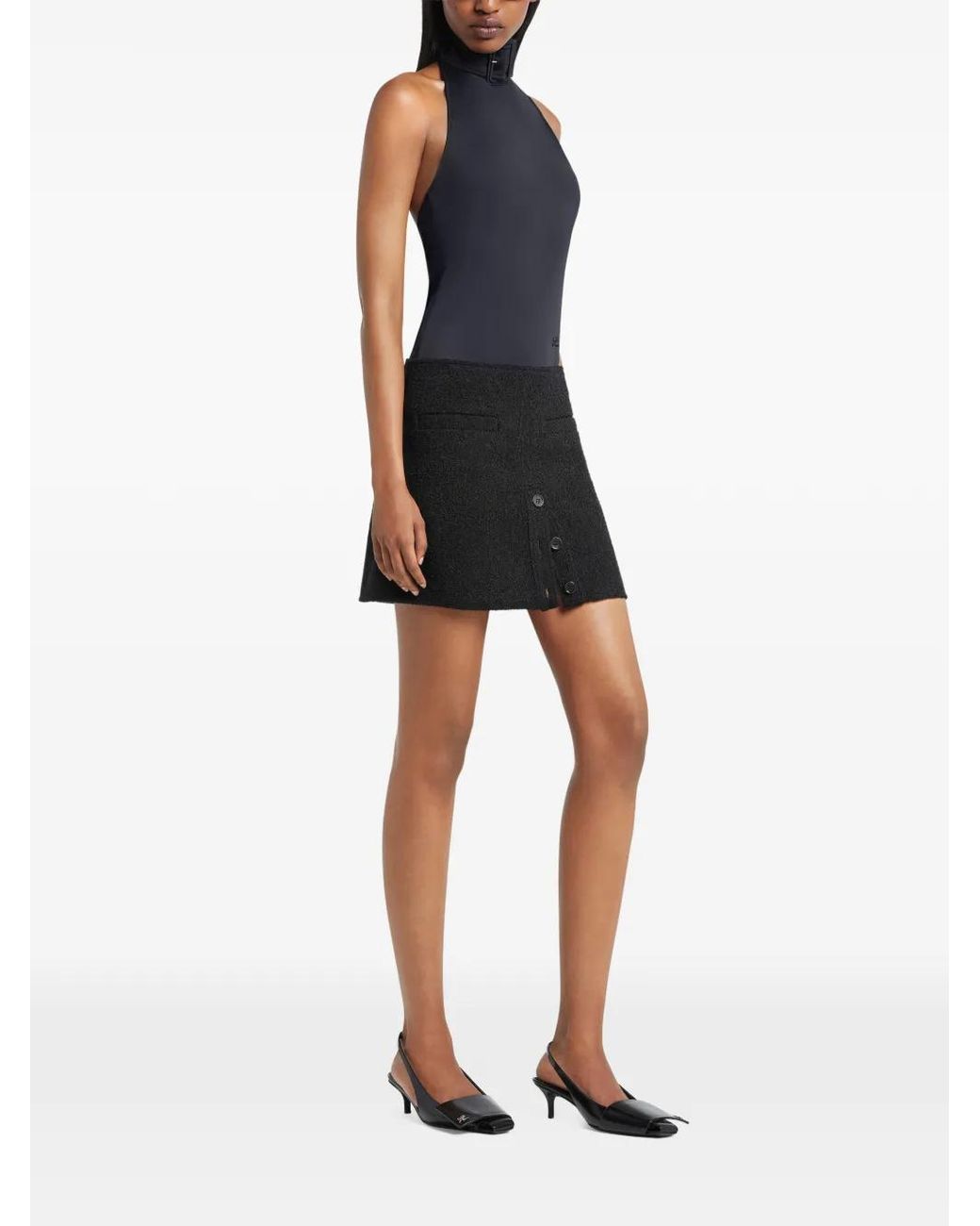 Courreges Black Buttoned Mini Skirt