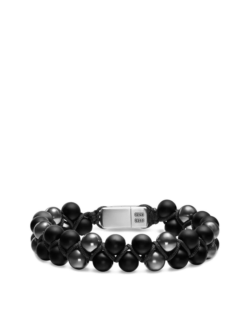 David Yurman Black Spiritual Beads Two Row Woven Bracelet for men
