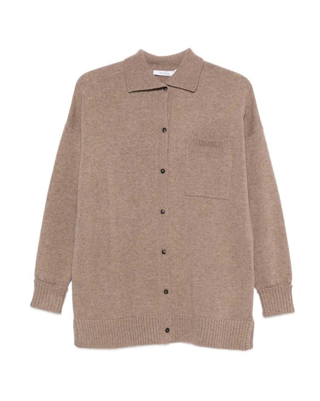 Max Mara Brown Buttoned Chest-Pocket Cardigan