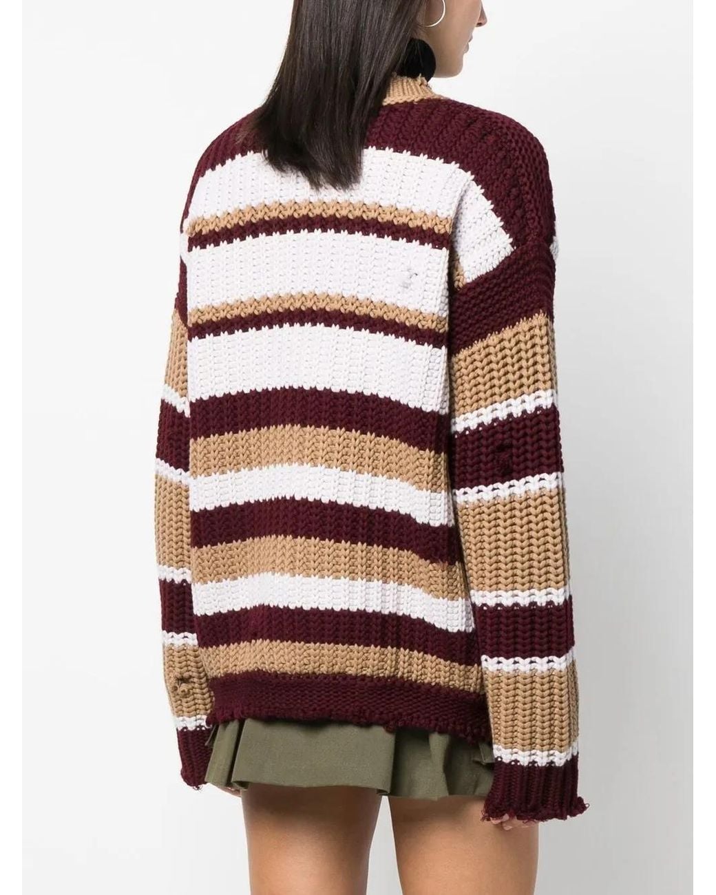 DSquared² Brown Striped Buttoned Cardigan