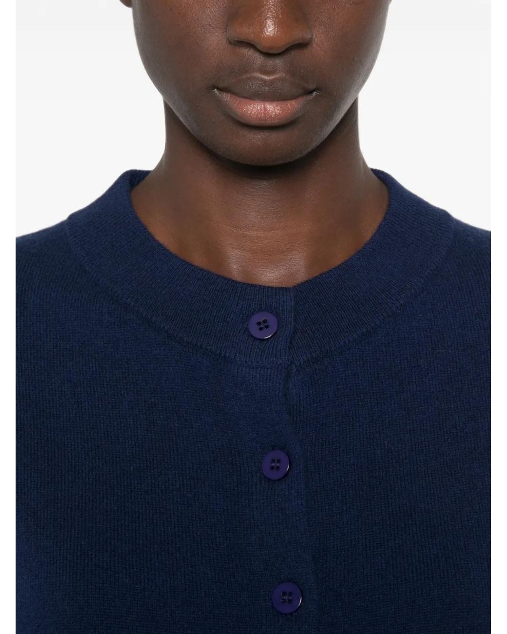 Le Petite Pulle Blue Button-Up Crew-Neck Cardigan