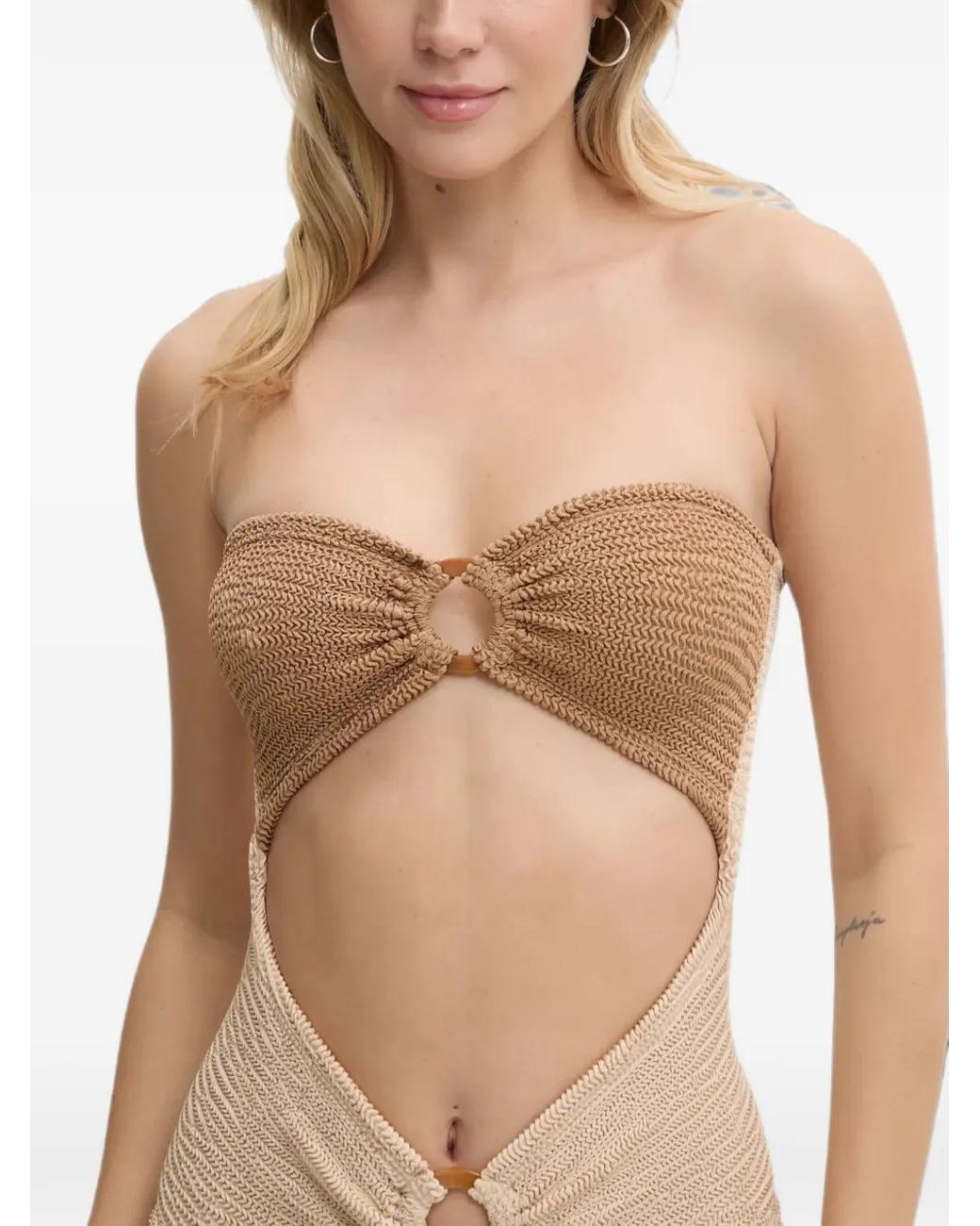 Paramidonna Natural Rene Ring-Detail Cut-Out Swimsuit