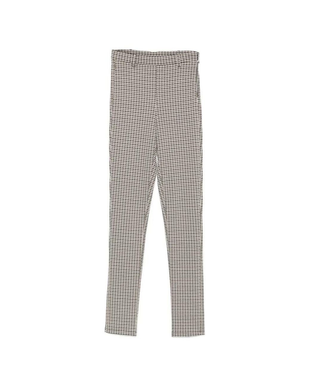 Patrizia Pepe Gray Pantalon Slim À Motif Pied-De-Poule