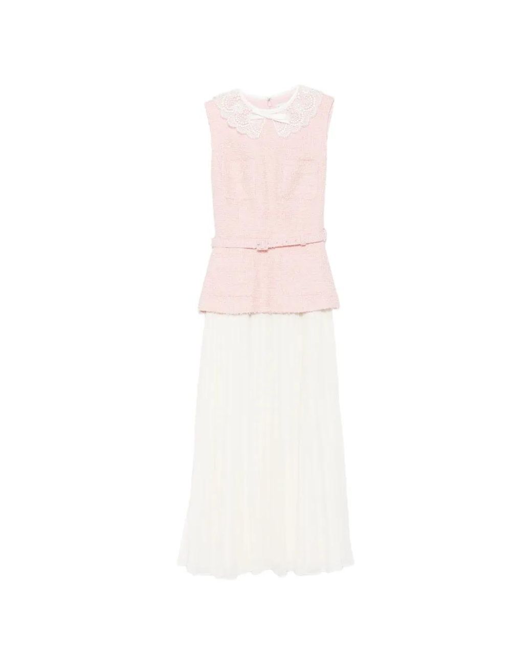 Self-Portrait White Polyester Polyamide Acrylic Wool Metallic Dress