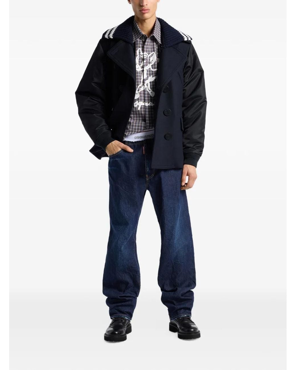 DSquared² Blue Hybrid Peacoat for men