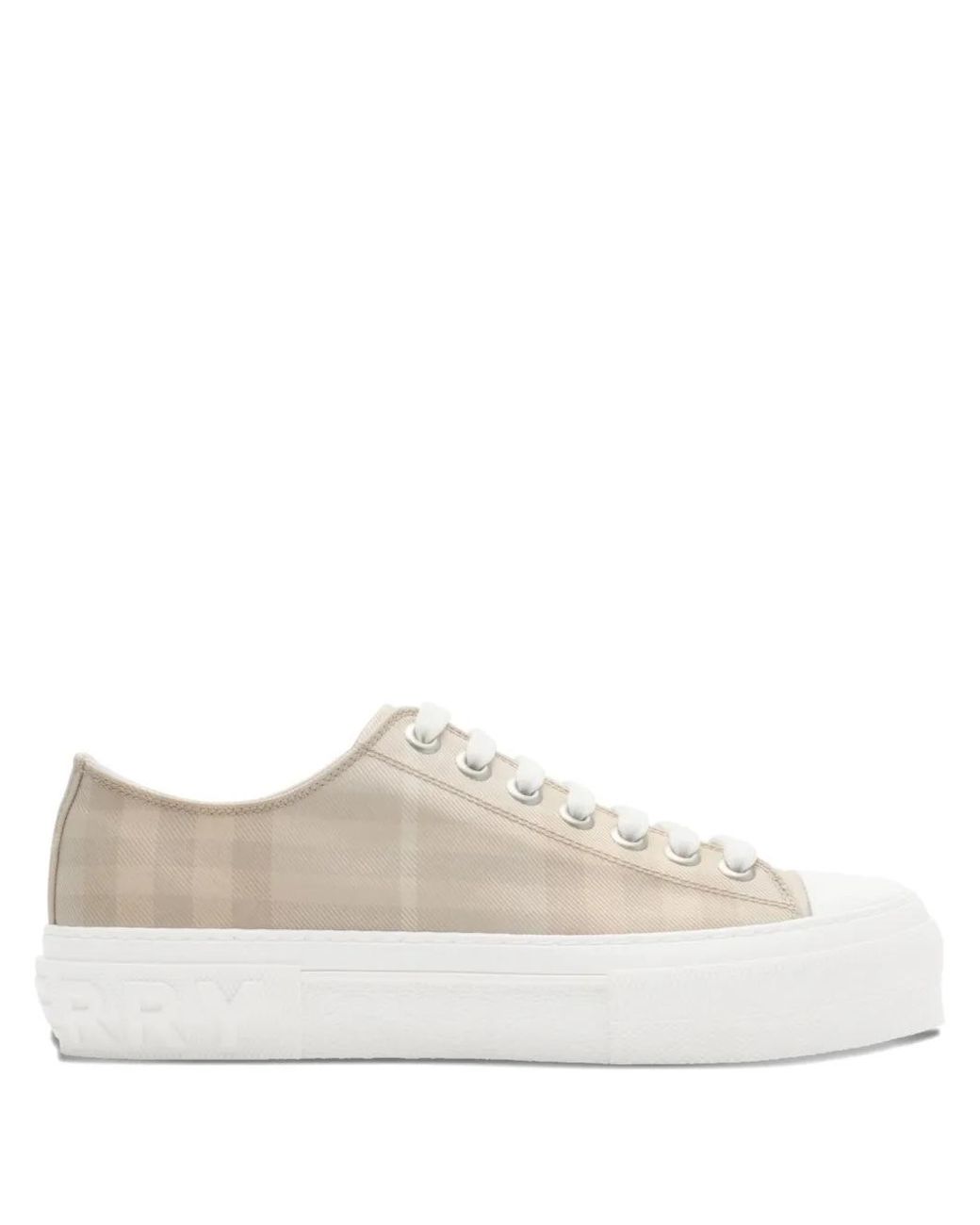 Burberry White Check-Pattern Low-Top Sneakers