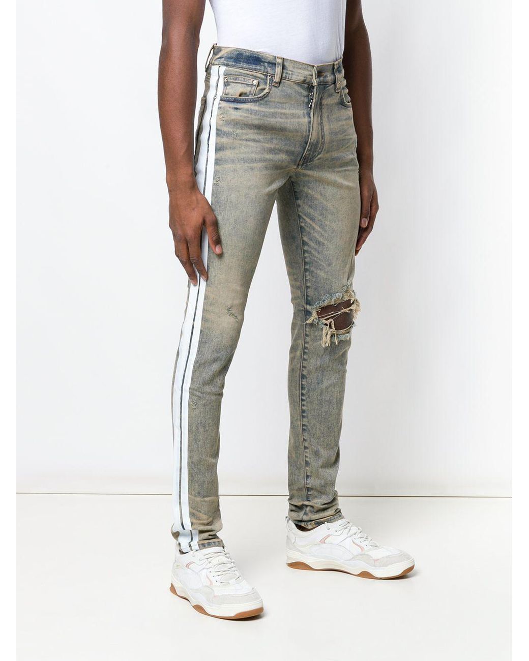 Amiri White Stripe Skinny Jeans in Blue for Men | Lyst