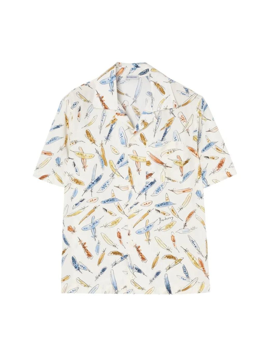 Burberry White Relaxed-Fit Feather-Print Cotton Shirt for men