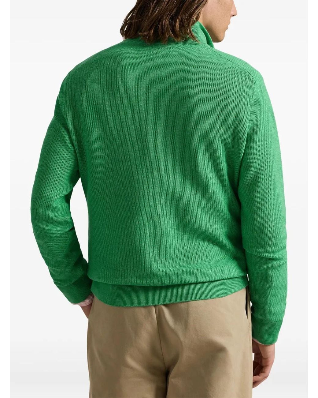 Polo Ralph Lauren Green Quarter-Zip Cotton Sweater for men