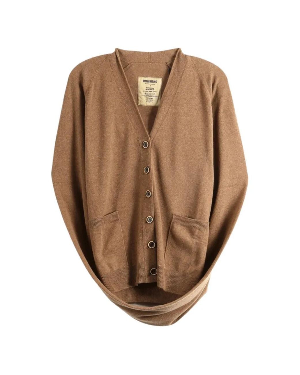 Uma Wang Natural Wrap-Detail V-Neck Cardigan