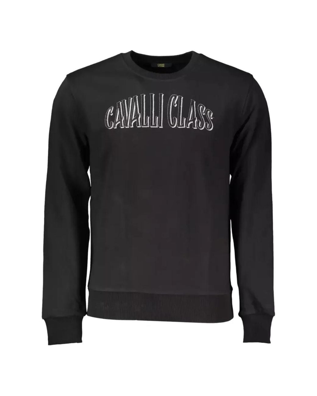 Roberto Cavalli Black Logo-Embroidered Crew-Neck Sweatshirt for men