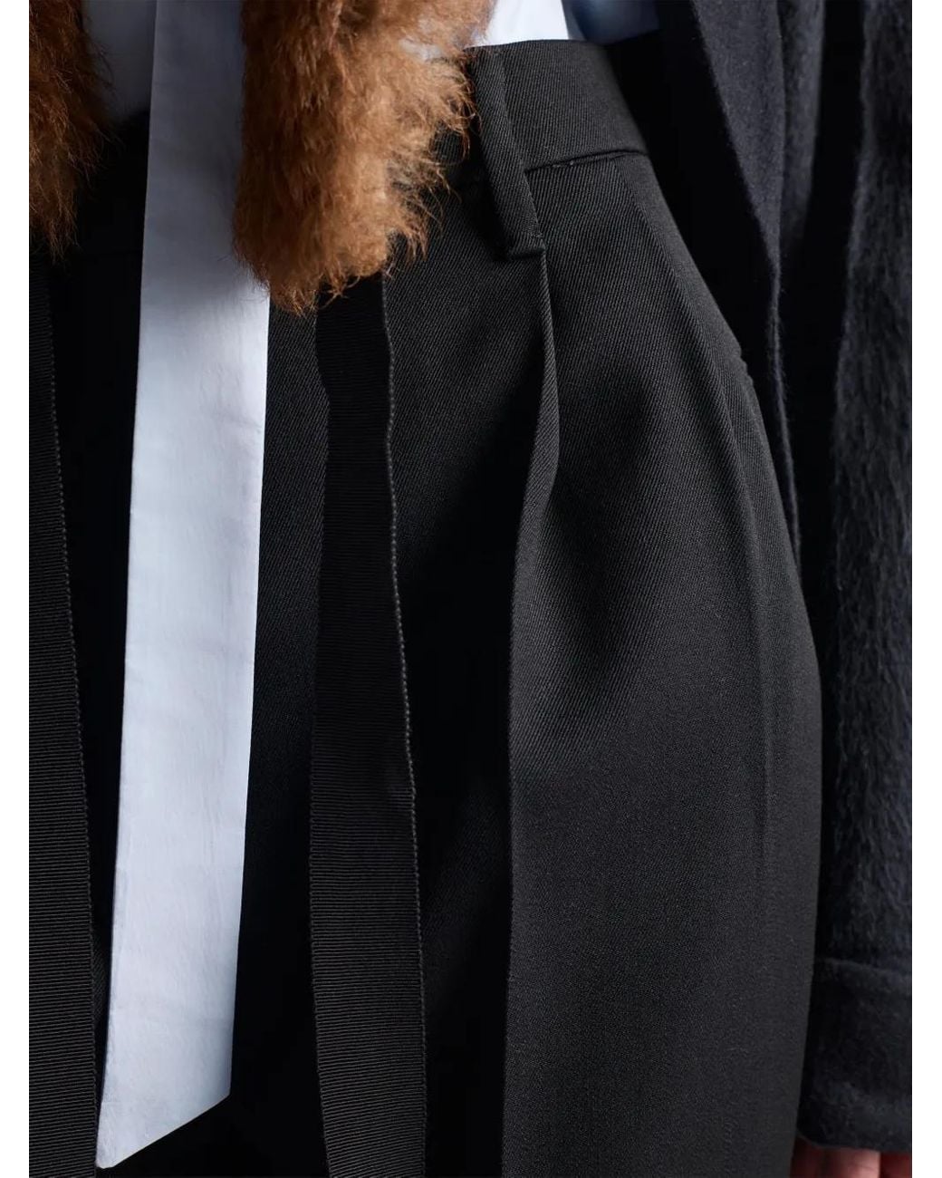 Prada Wollen Broek Met Rits in het Black
