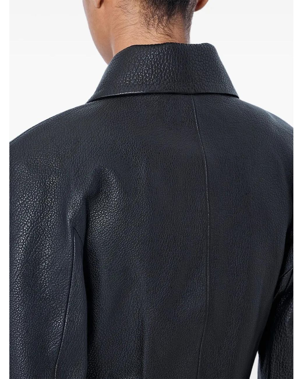 Rohe Blue Cropped Leather Jacket