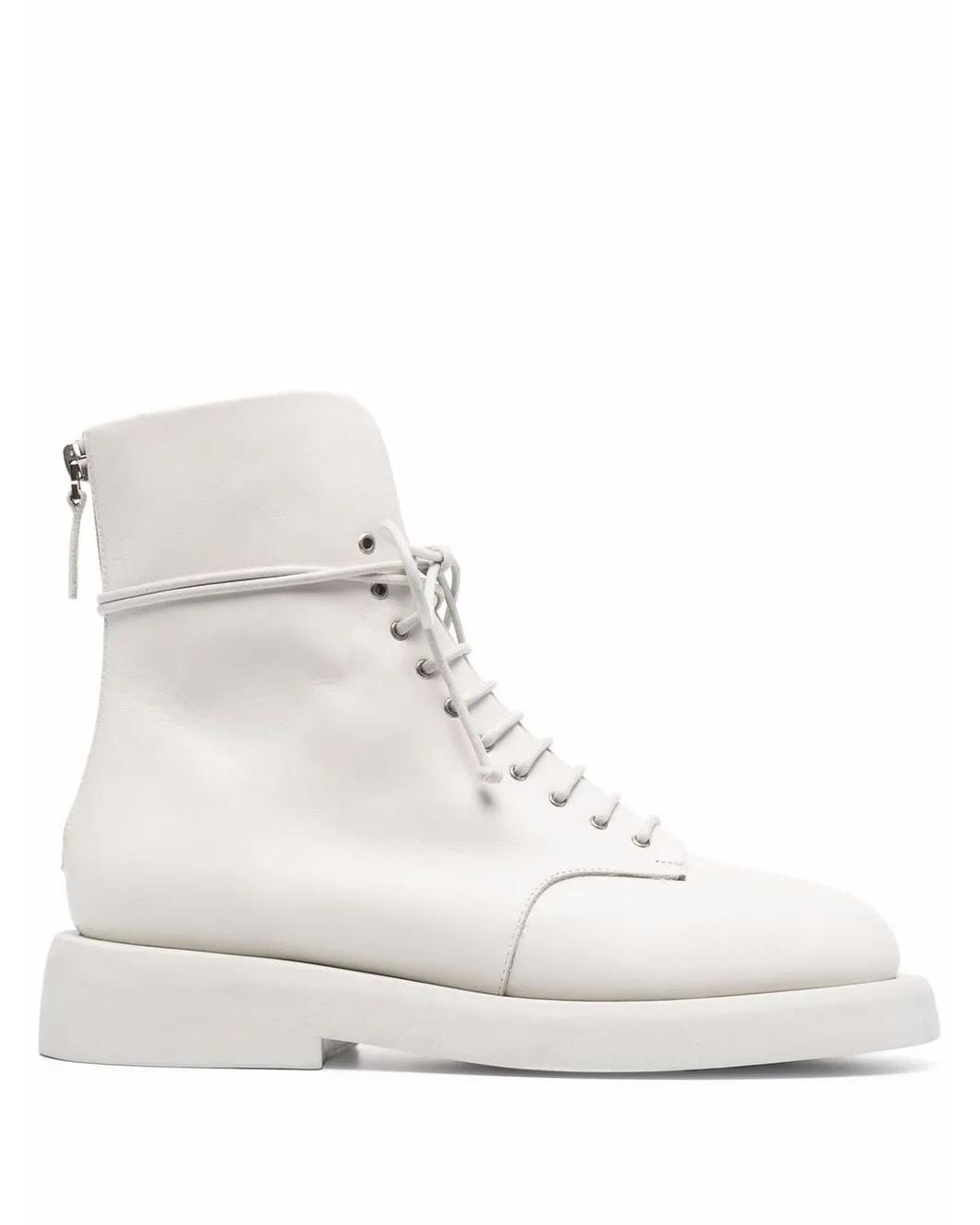 Marsèll White Gommello Leather Combat Boots
