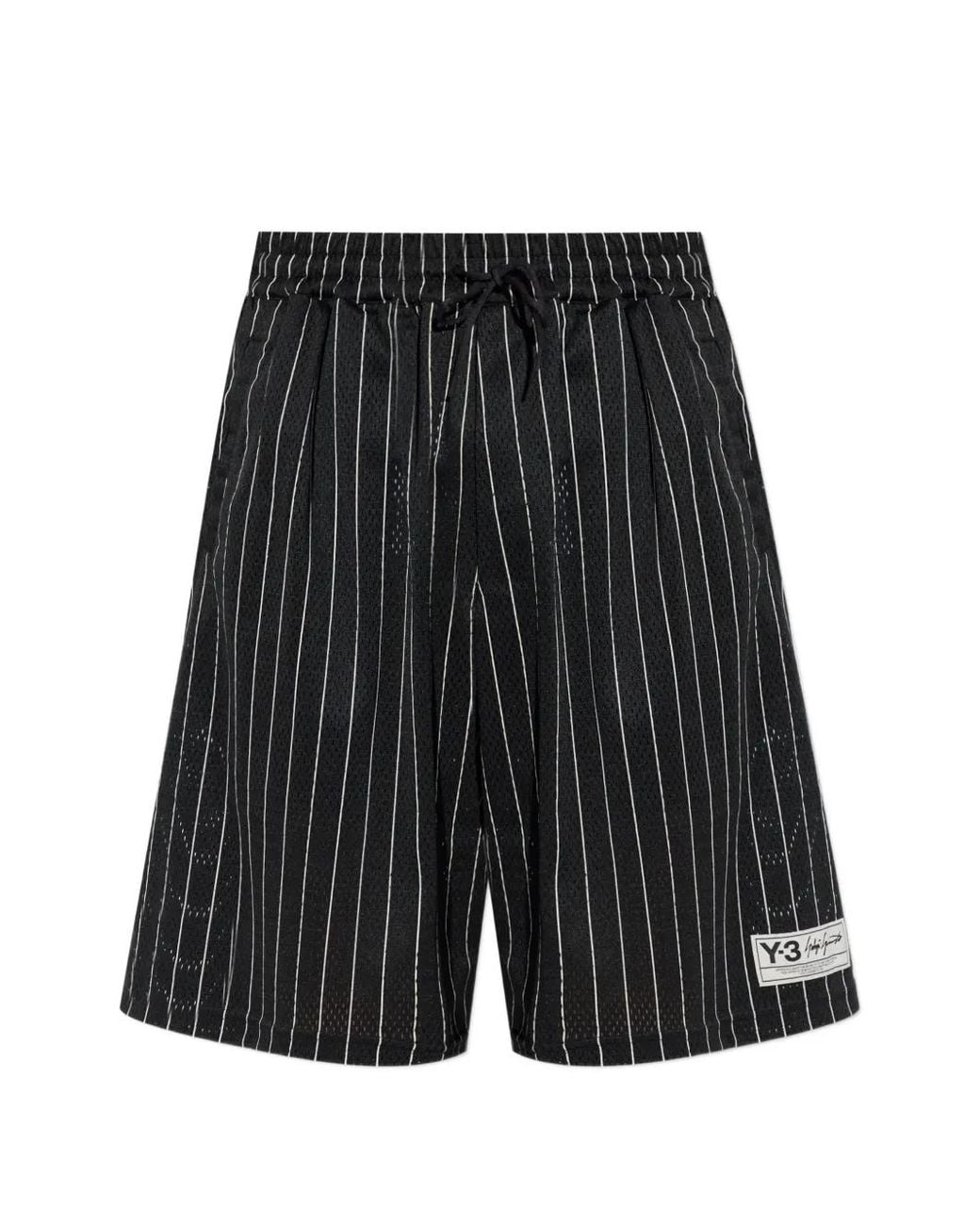 Y-3 Black Striped Drawstring Shorts for men