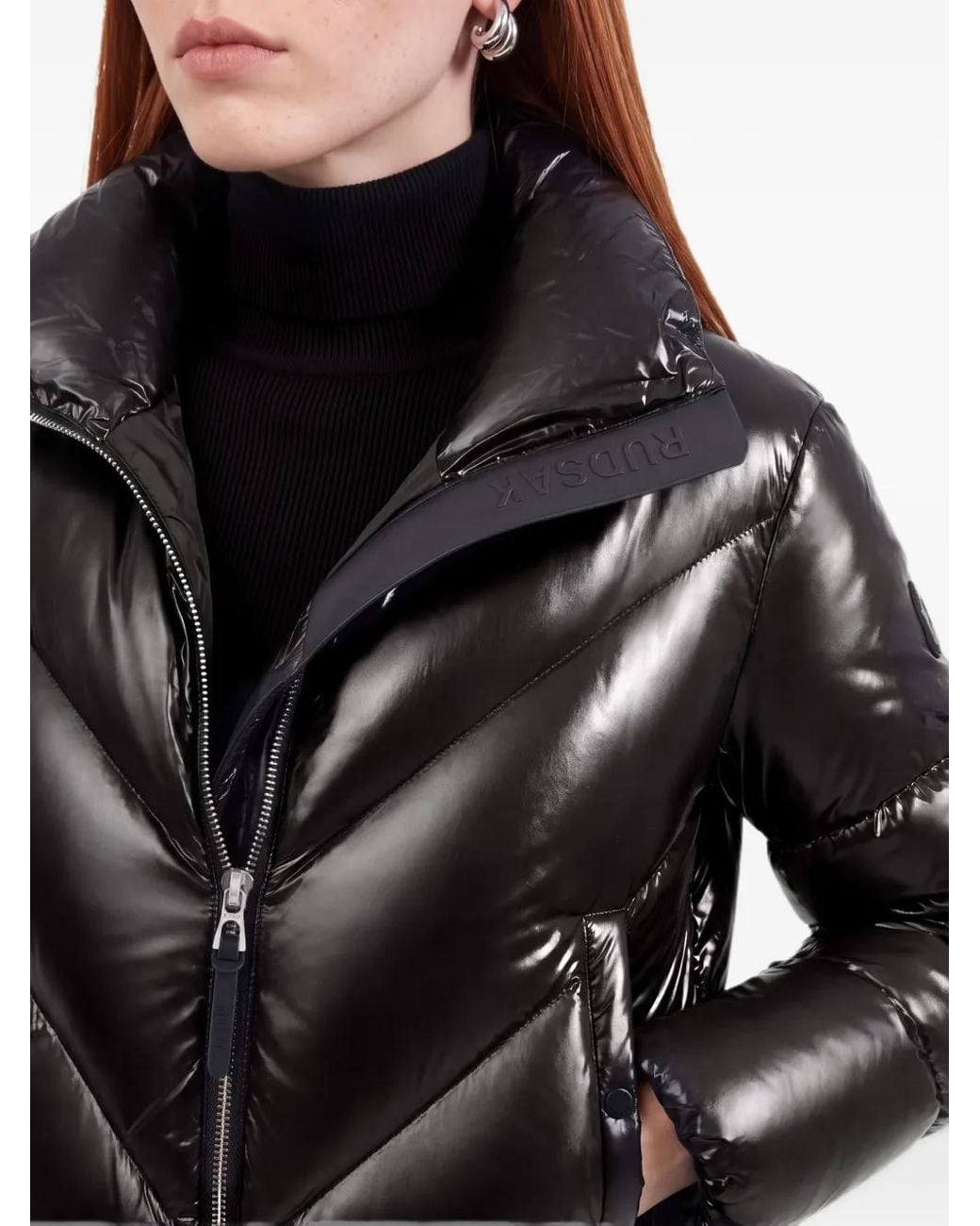 Rudsak Black Anslie C Chevron-Quilted Puffer Jacket