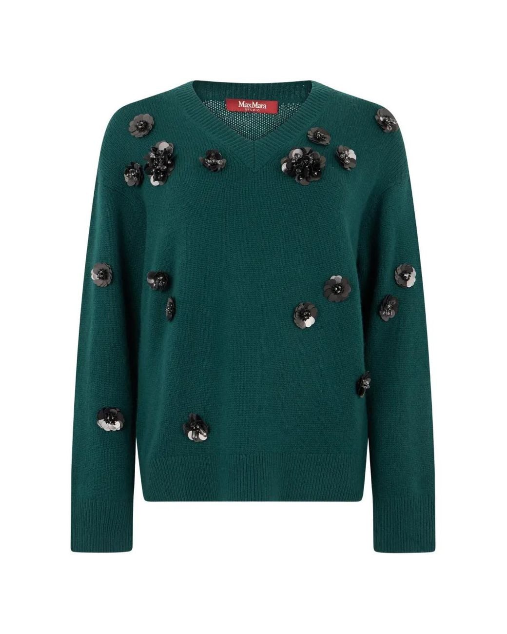 Max Mara Green Wide-Fit Wool And Cashmere Sweater