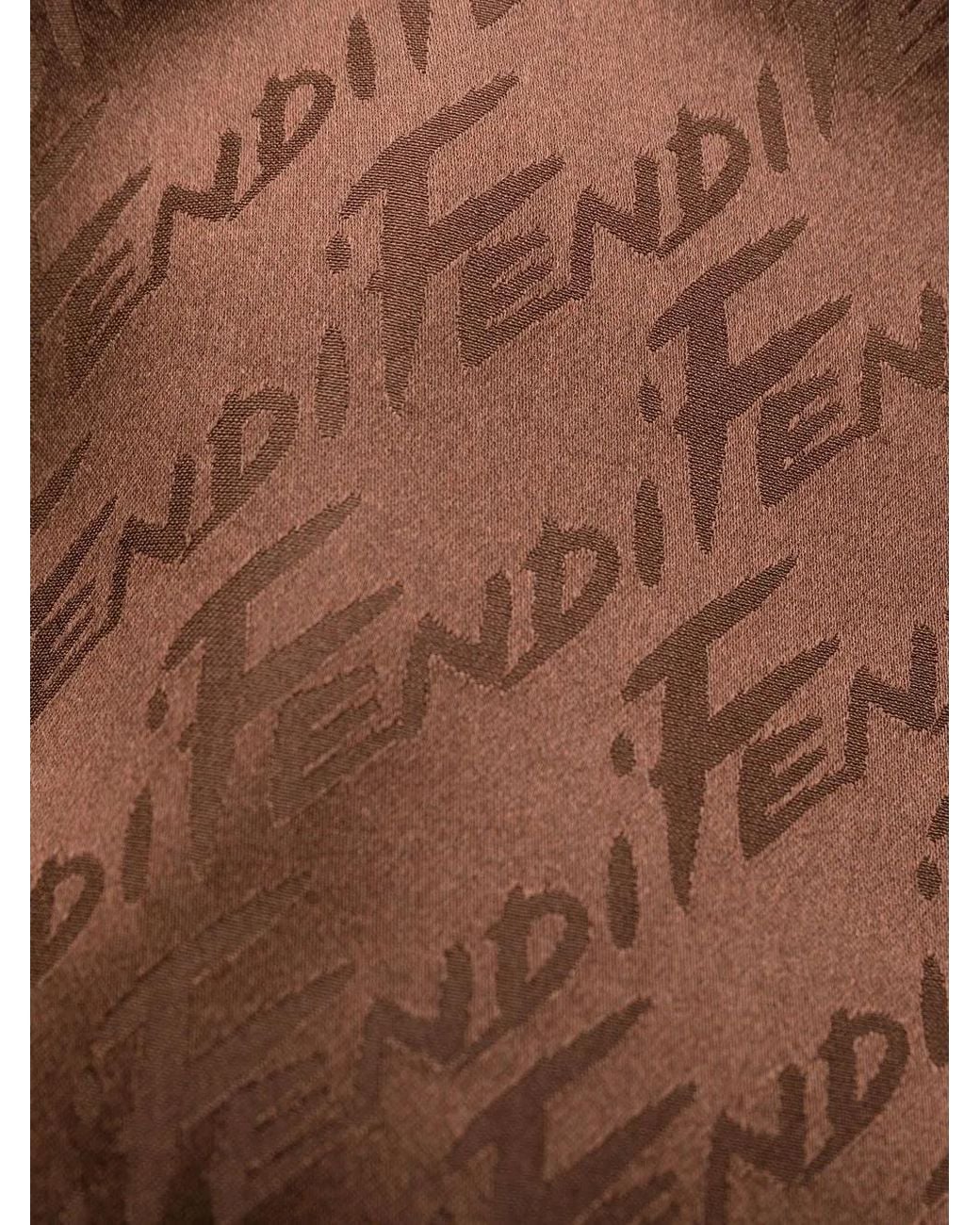 Fendi Brown Wide-Leg Monogram-Pattern Trousers