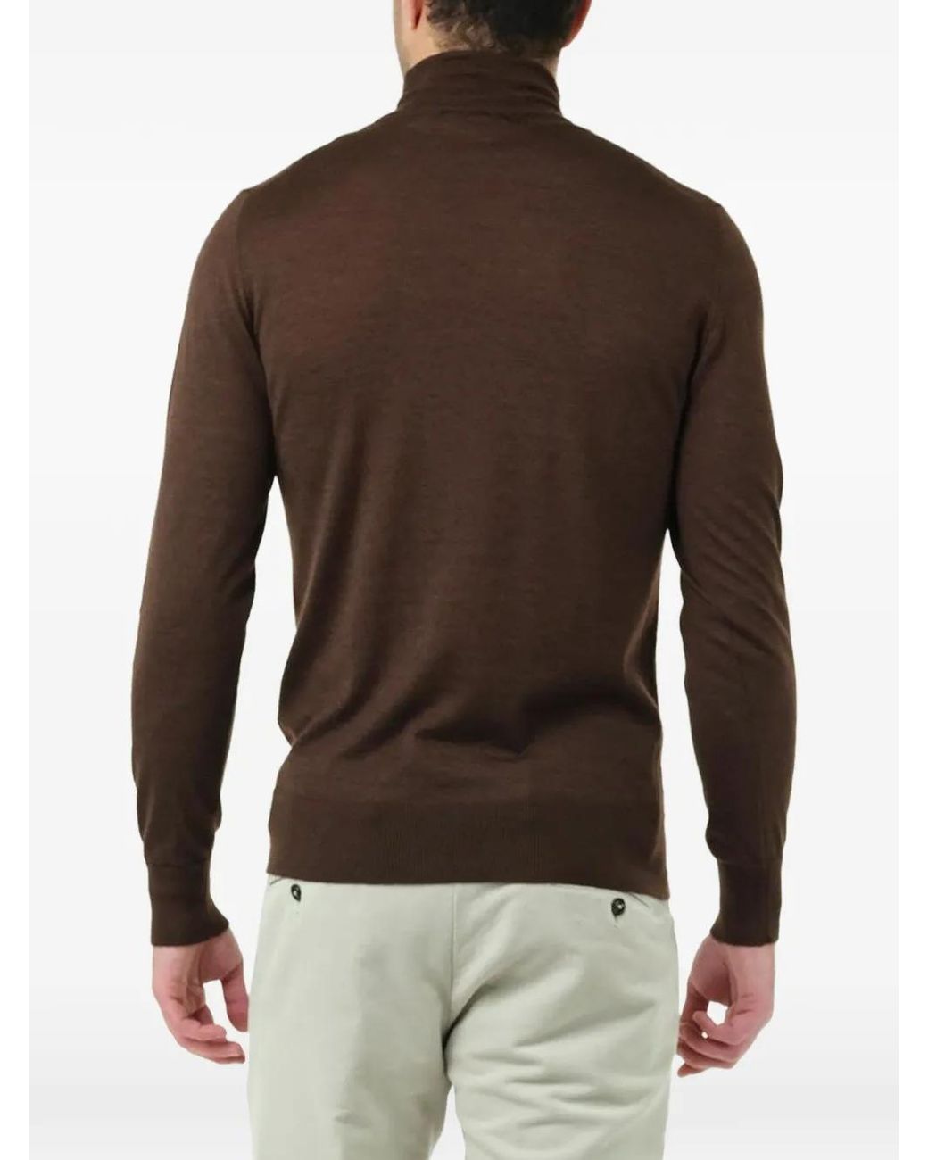 Al Duca D'aosta Brown Roll-Neck Cashmere-Blend Sweater for men