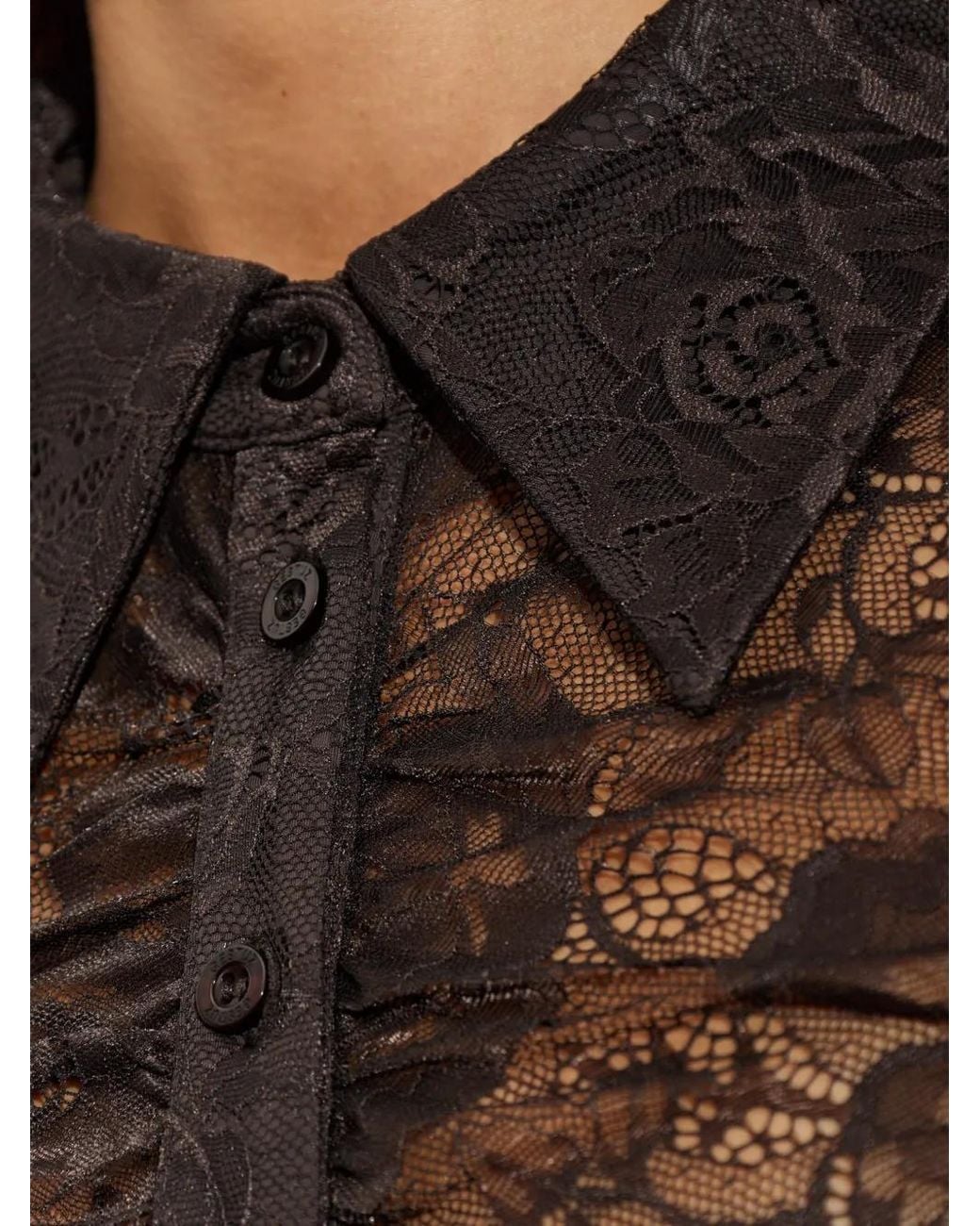 Gestuz Black Gzleala Lace Long-Sleeve Shirt