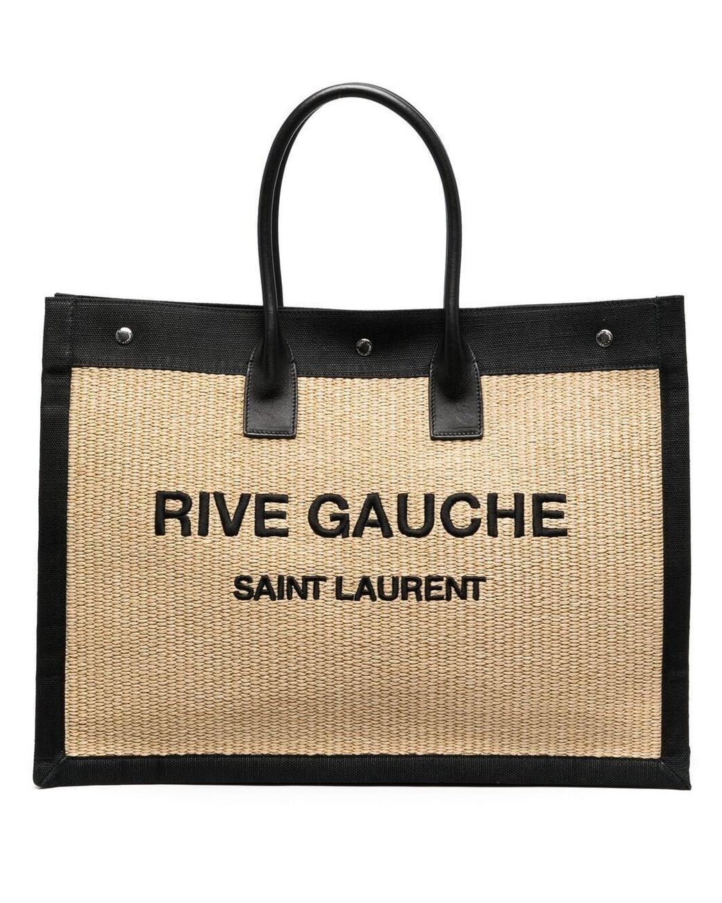 Saint Laurent Rive Gauche Straw Tote Bag in Black