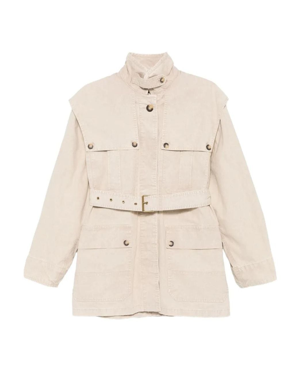 Isabel Marant Natural Belted Flap-Pocket Jacket