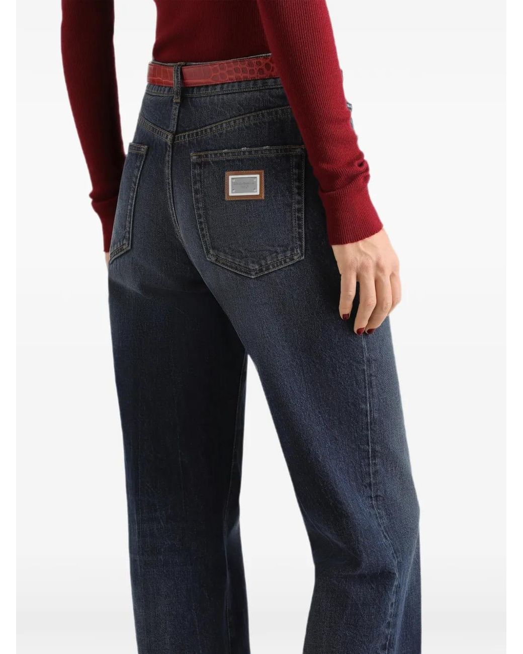 Dolce & Gabbana Blue Classic Straight-Leg Jeans With Front Button & Zip, Five-Pocket Styling
