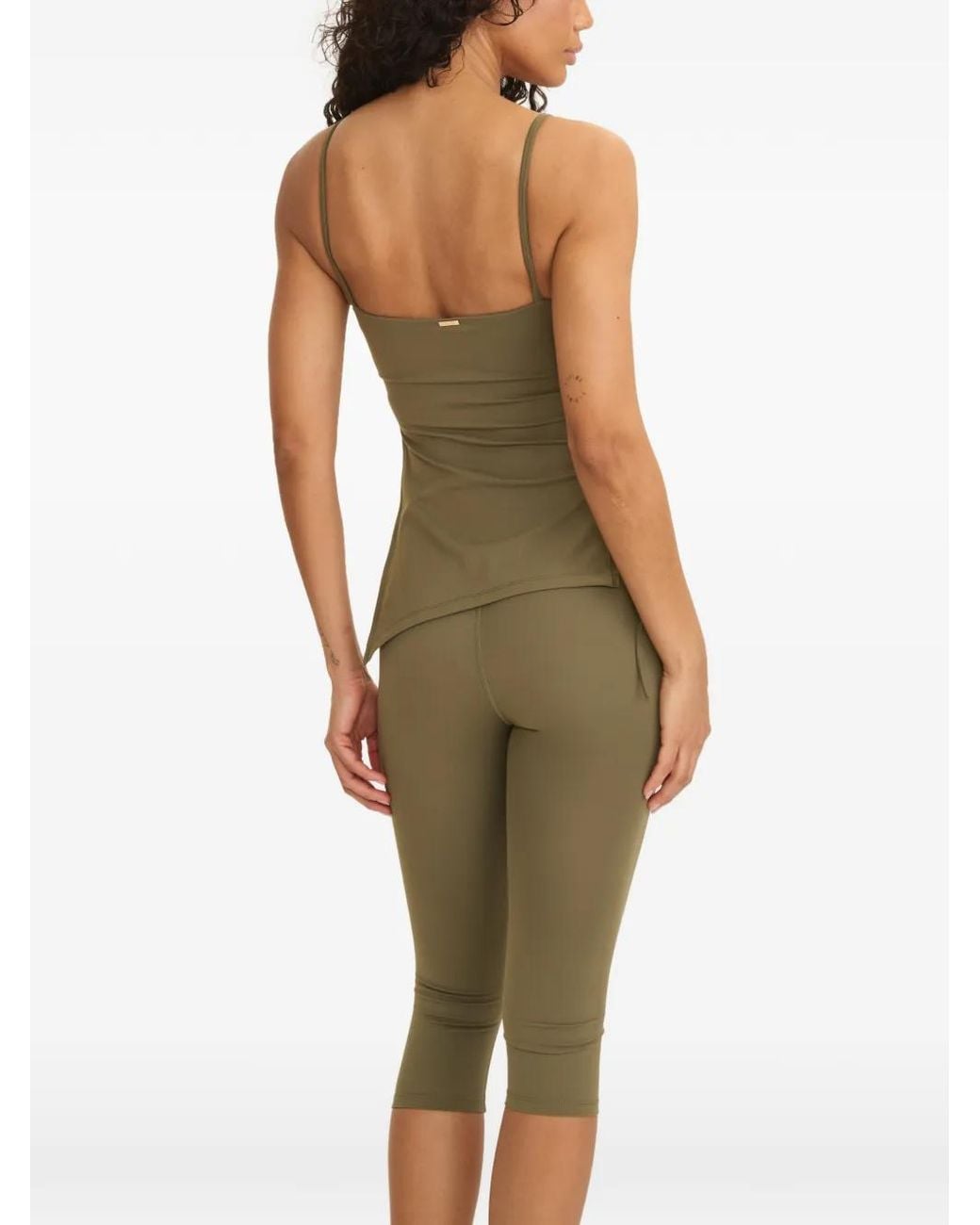 AMADAWEAR Green Capri Logo-Plaque Leggings