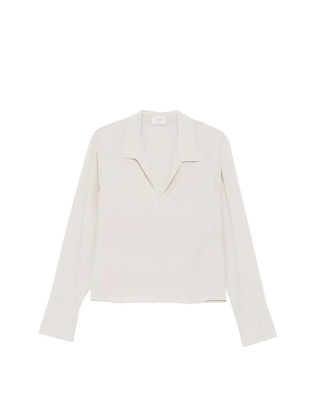 Alysi White Spread-Collar Long-Sleeve Blouse