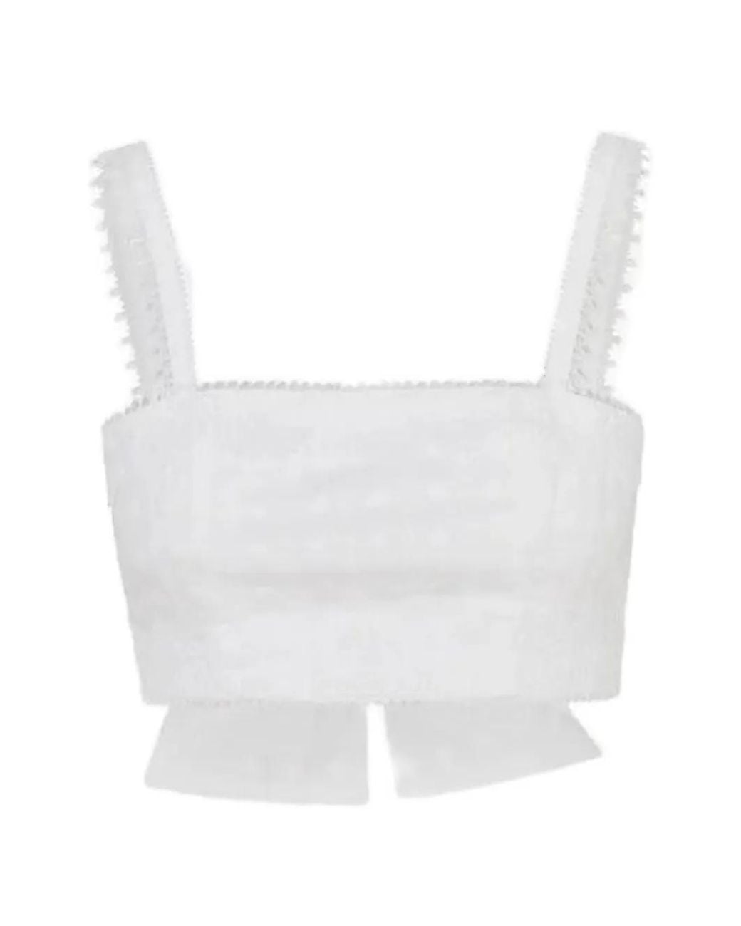 Waimari White Lace-Trim Cropped Top