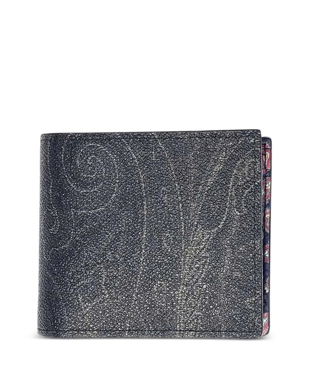Etro Gray Arnica Paisley-Print Wallet for men