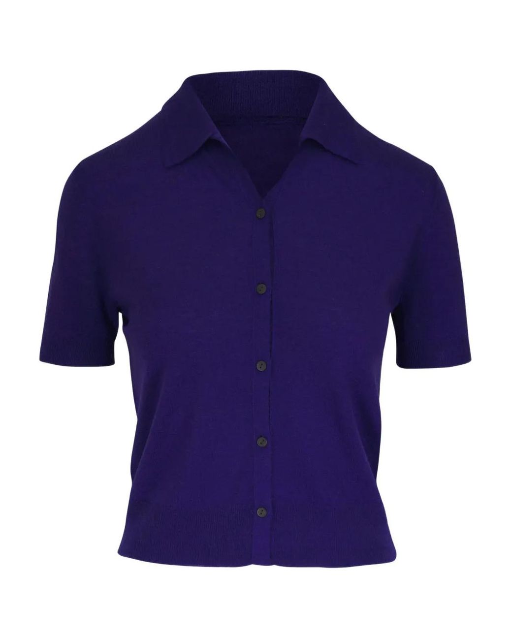 Top Con Botones De Manga Corta Vince de color Blue