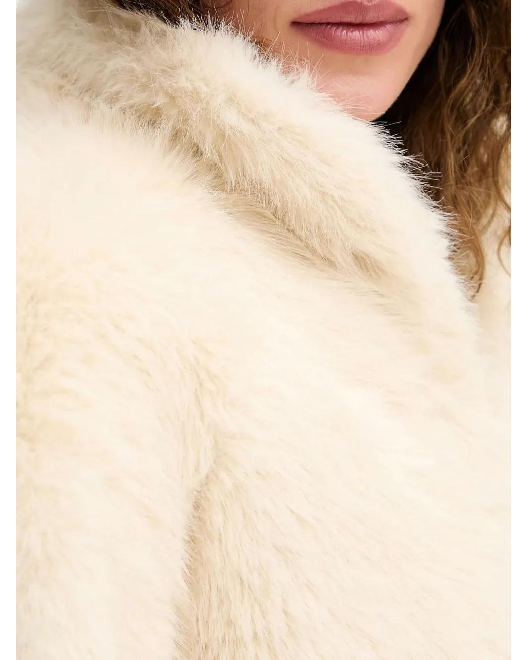 Silvian Heach Natural High-Neck Faux-Fur Jacket