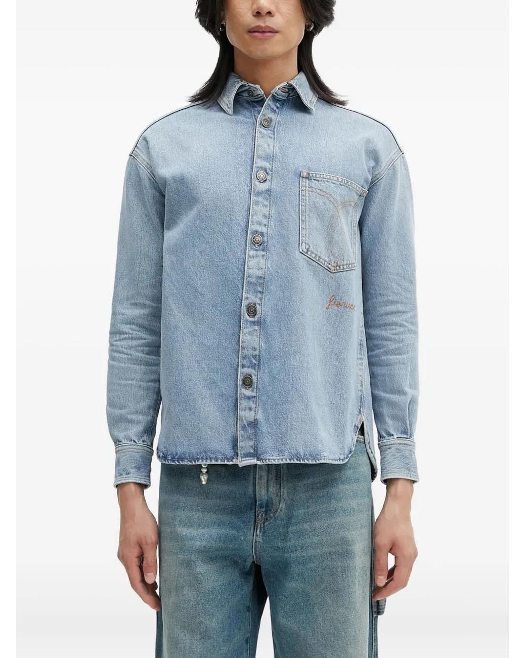Fiorucci Blue Open-Back Denim Shirt