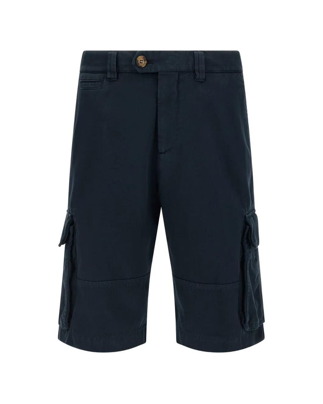 Brunello Cucinelli Blue Garment-Dyed Bermuda Shorts for men