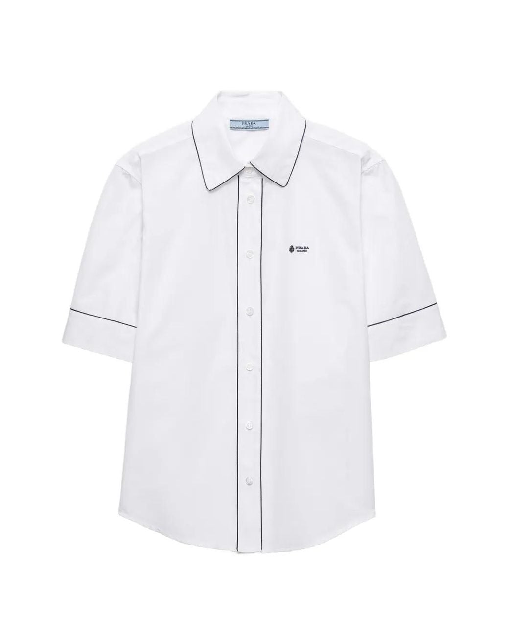 Prada White Short-Sleeved Poplin Shirt