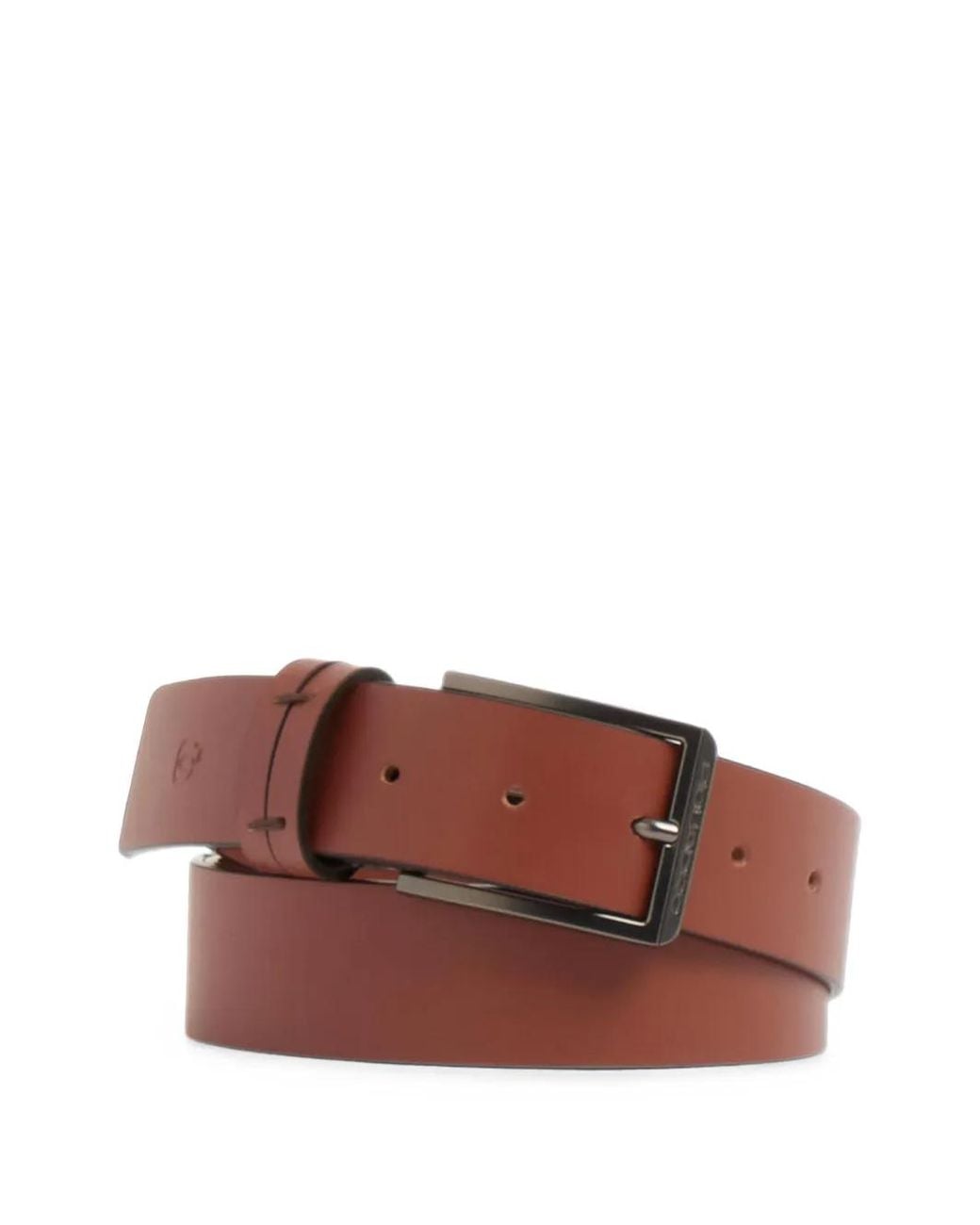 Piquadro Brown Logo-Engraved Leather Belt for men