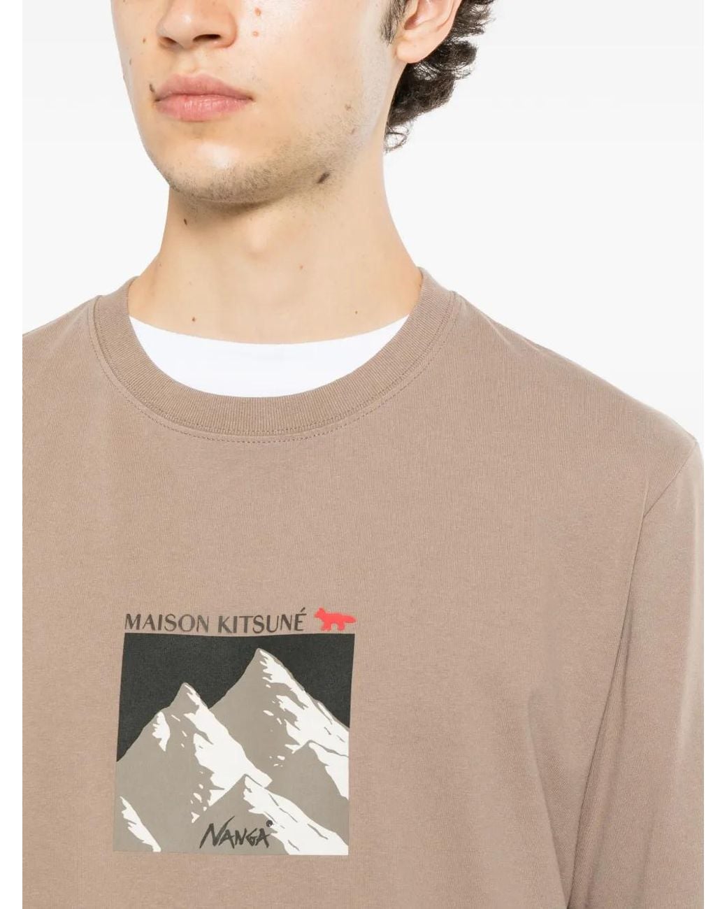 Maison Kitsuné Natural Graphic-Print T-Shirt for men