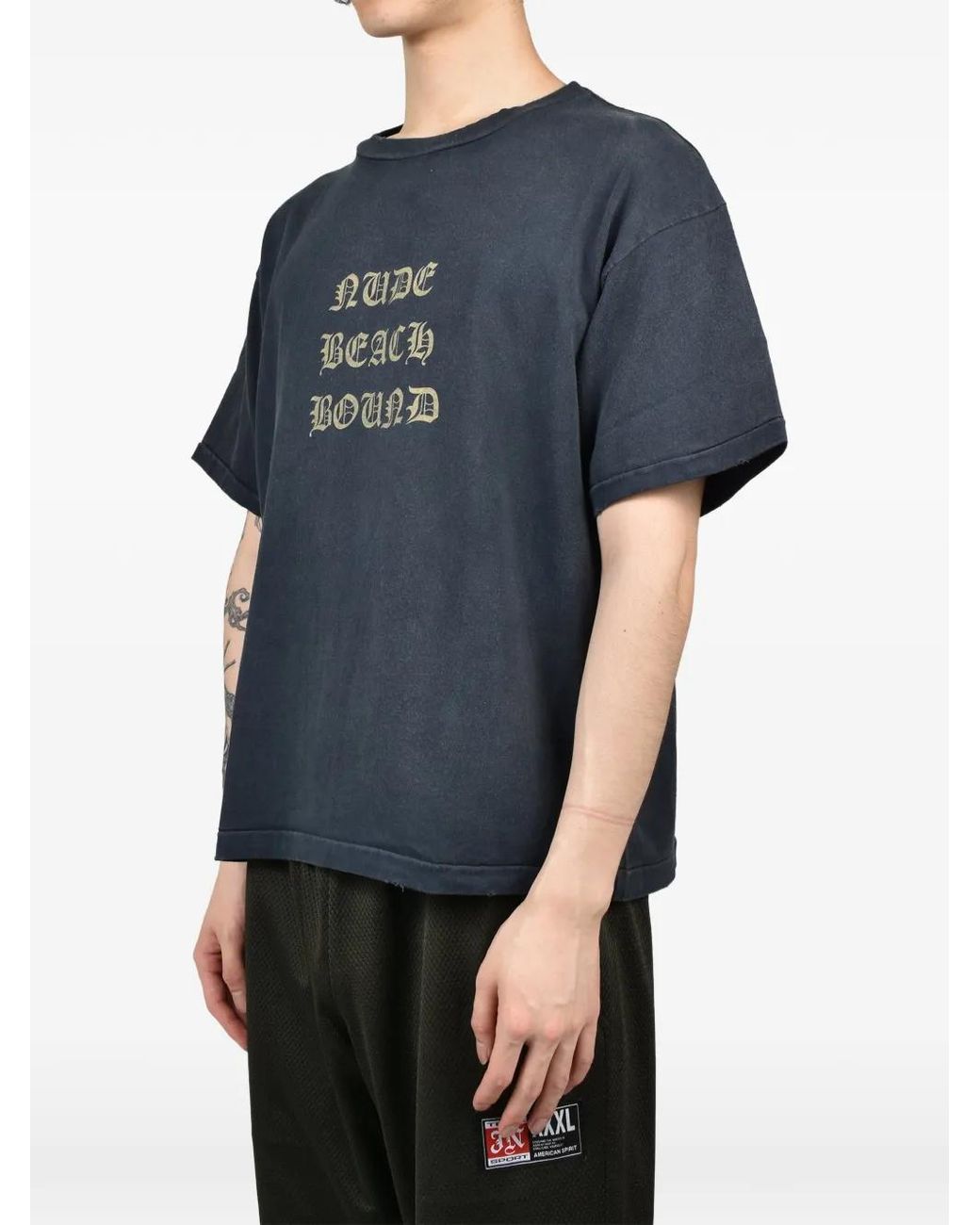 JUN/NAKAYAMA Blue Graphic-Print Box-Fit T-Shirt for men