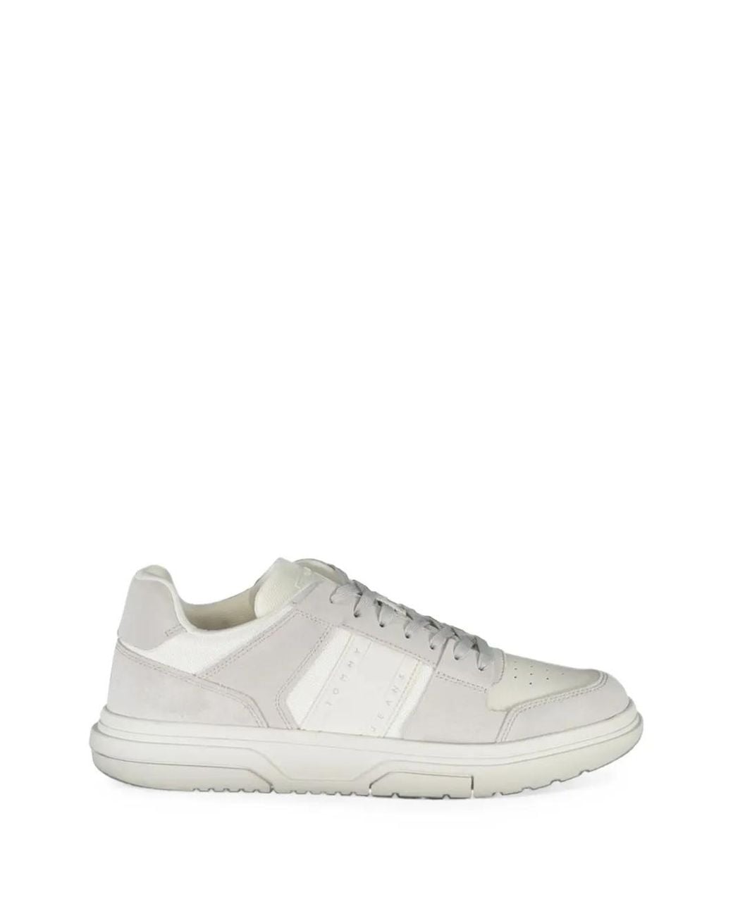 Tommy Hilfiger White Court Panelled Leather Sneakers for men