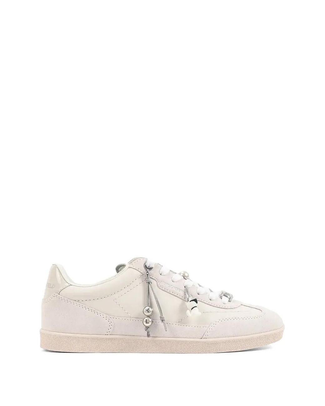Karl Lagerfeld White Baskets À Empiècements Et Ornements