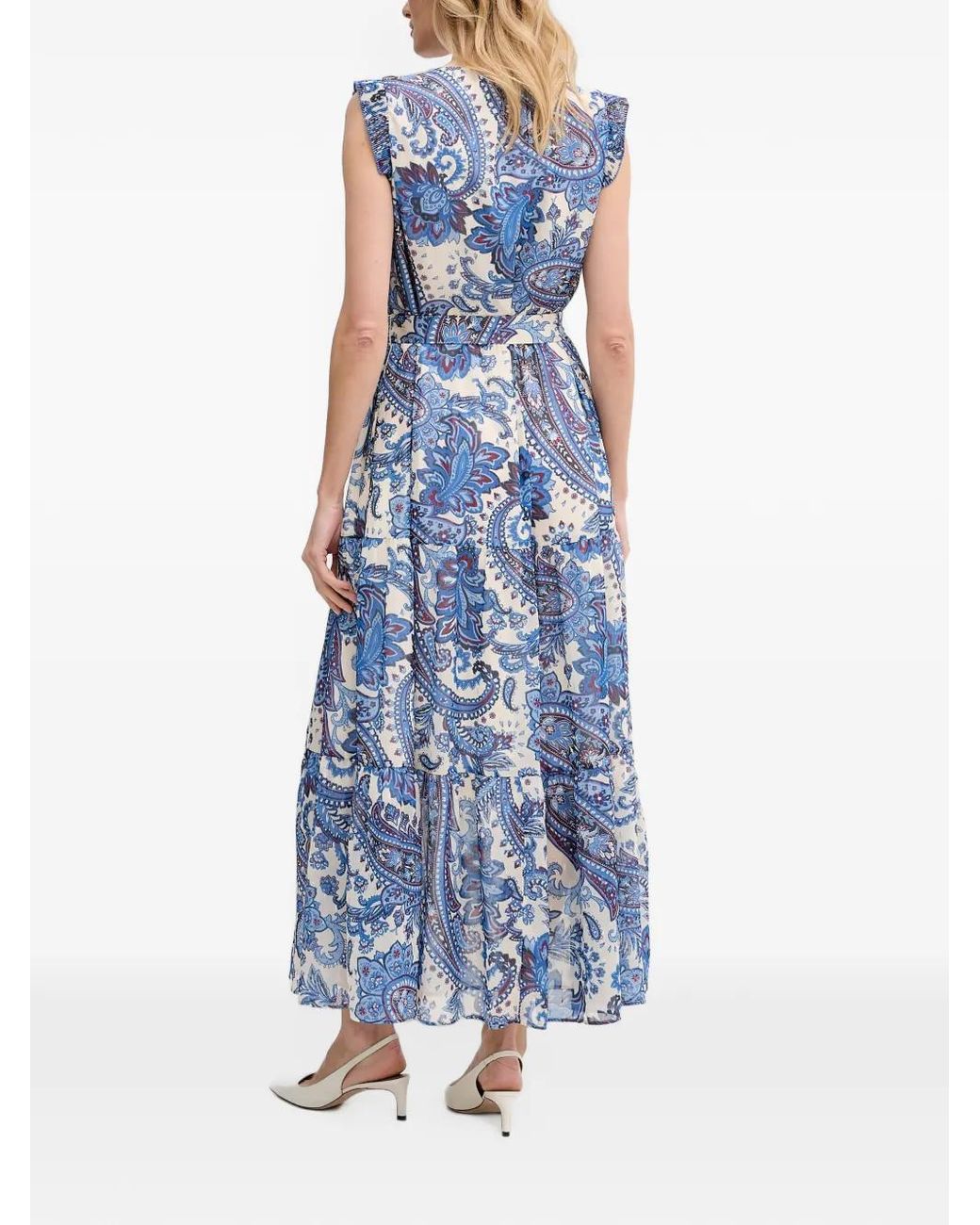 Ouí Blue Paisley-Print Ruffled Maxi Dress