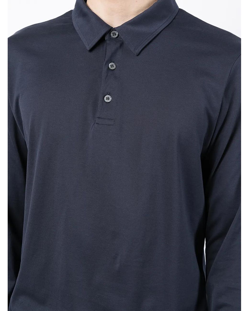 Sunspel Blue Button-Up Long-Sleeved Polo Shirt for men