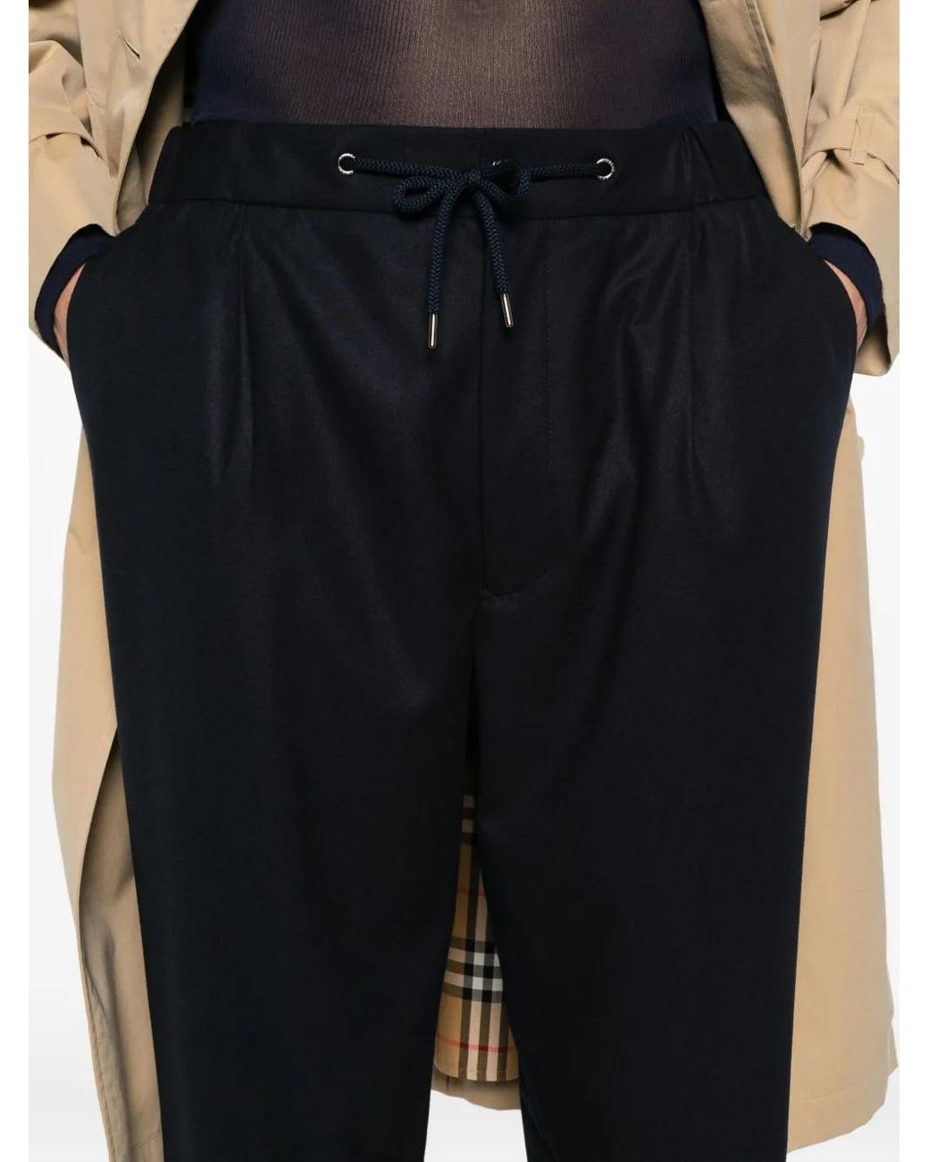 Pantalones Plisados Con Cordones Giorgio Armani de hombre de color Black