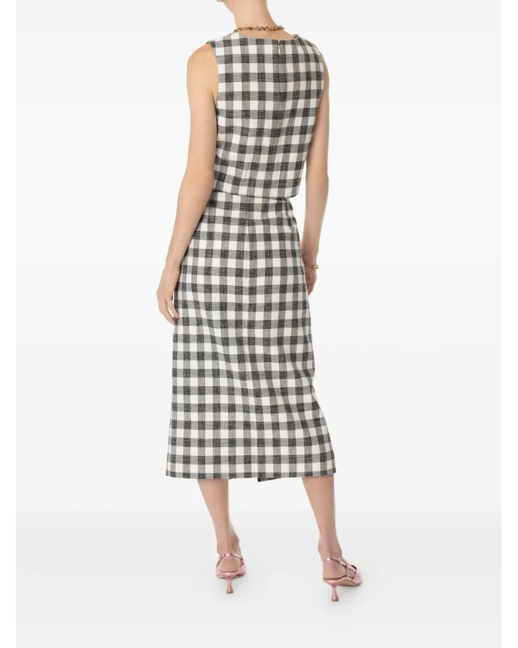 Cara Cara Gray Check-Pattern Sleeveless Top